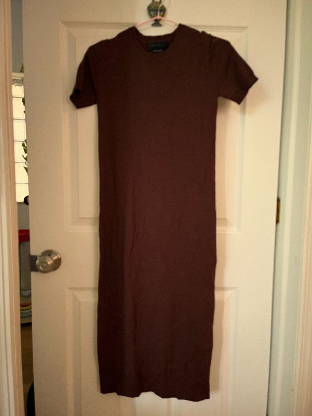 Hatch Maternity Eliza Midi Dress in Brown, size 1